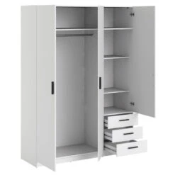 Kledingkast Sprint 3-deurs - Wit - 200x147x50 Cm -RoomStyle Verkoopwinkel 12404205 0330