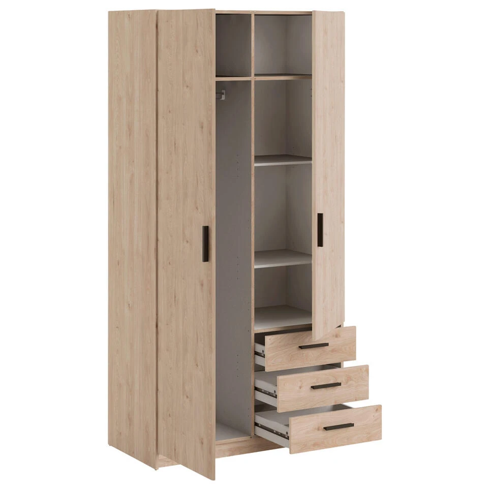 Kledingkast Sprint 2-deurs - Eikenkleur - 200x98,5x50 Cm 6 Kledingkast Sprint 2-deurs - Eikenkleur - 200x98,5x50 Cm - Afbeelding 4