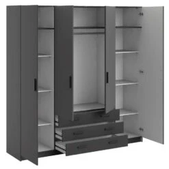Kledingkast Sprint 4-deurs - Antraciet - 200x196x50 Cm -RoomStyle Verkoopwinkel 12404250 0330