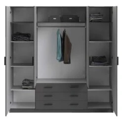 Kledingkast Sprint 4-deurs - Antraciet - 200x196x50 Cm -RoomStyle Verkoopwinkel 12404250 0331
