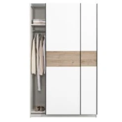 Schuifdeurkast Genua - Wit/eikenkleur - 204x122x60 Cm -RoomStyle Verkoopwinkel 12404270 0140