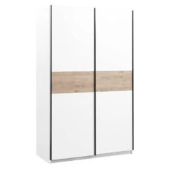 Schuifdeurkast Genua - Wit/eikenkleur - 204x122x60 Cm -RoomStyle Verkoopwinkel 12404270 0300