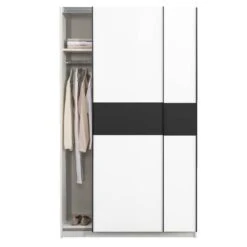 Schuifdeurkast Genua - Wit/antraciet - 204x122x60 Cm -RoomStyle Verkoopwinkel 12404275 0140