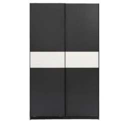 Schuifdeurkast Genua - Antraciet/wit - 204x122x60 Cm