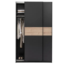 Schuifdeurkast Genua - Antraciet/eikenkleur - 204x122x60 Cm -RoomStyle Verkoopwinkel 12404315 0140