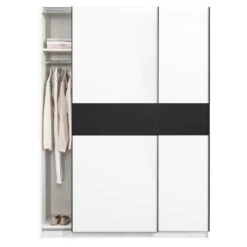 Schuifdeurkast Genua - Wit/antraciet - 204x150x60 Cm -RoomStyle Verkoopwinkel 12404350 0140