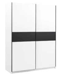 Schuifdeurkast Genua - Wit/antraciet - 204x150x60 Cm -RoomStyle Verkoopwinkel 12404350 0300