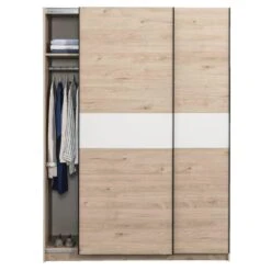 Schuifdeurkast Genua - Eikenkleur/wit - 204x150x60 Cm -RoomStyle Verkoopwinkel 12404365 0140
