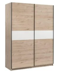 Schuifdeurkast Genua - Eikenkleur/wit - 204x150x60 Cm -RoomStyle Verkoopwinkel 12404365 0300