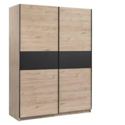 Schuifdeurkast Genua - Eikenkleur/antraciet - 204x150x60 Cm -RoomStyle Verkoopwinkel 12404370 0300
