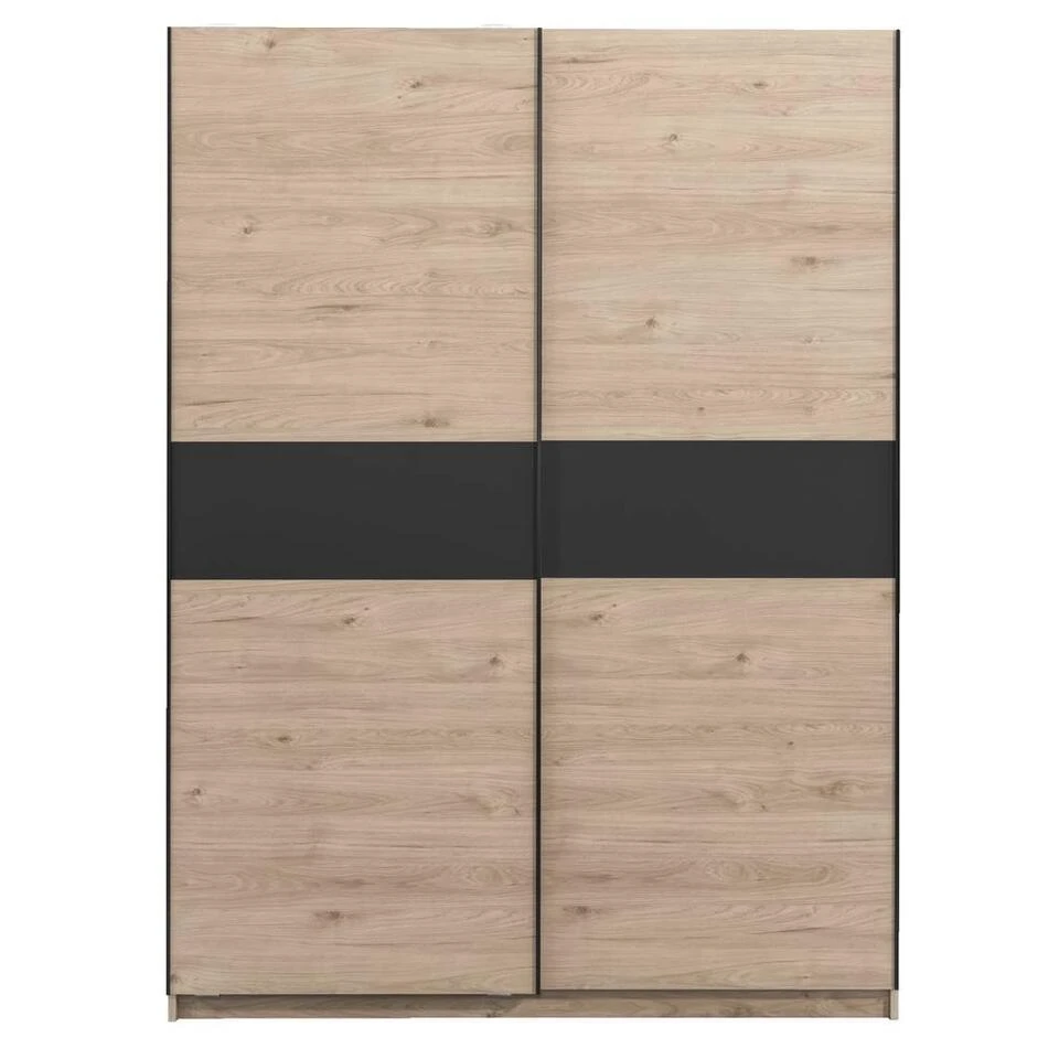 Schuifdeurkast Genua - Eikenkleur/antraciet - 204x150x60 Cm