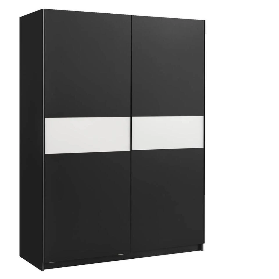 Schuifdeurkast Genua - Antraciet/wit - 204x150x60 Cm 5 Schuifdeurkast Genua - Antraciet/wit - 204x150x60 Cm - Afbeelding 3