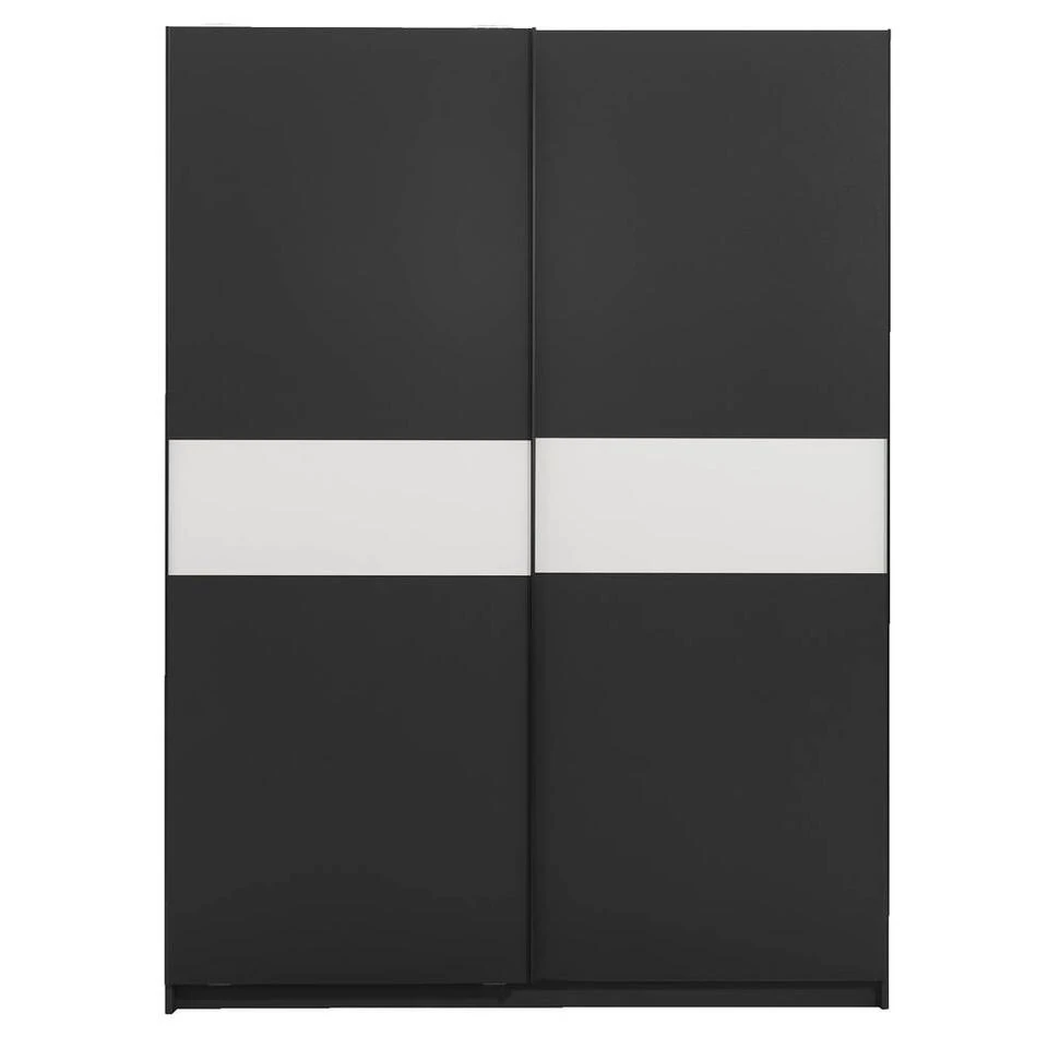 Schuifdeurkast Genua - Antraciet/wit - 204x150x60 Cm 3 Schuifdeurkast Genua - Antraciet/wit - 204x150x60 Cm
