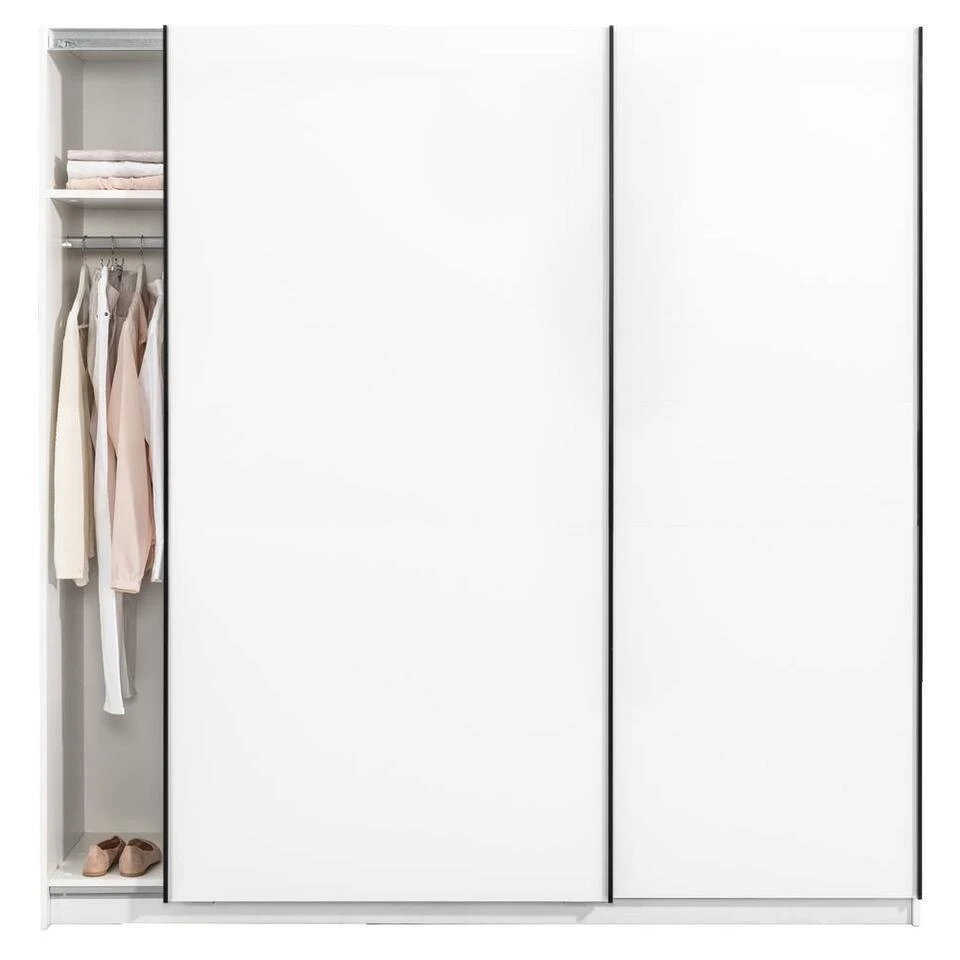 Schuifdeurkast Genua - Wit - 204x200x60 Cm 3 Schuifdeurkast Genua - Wit - 204x200x60 Cm - Afbeelding 2