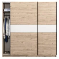 Schuifdeurkast Genua - Eikenkleur/wit - 204x200x60 Cm -RoomStyle Verkoopwinkel 12404440 0140