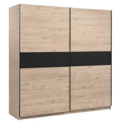 Schuifdeurkast Genua - Eikenkleur/antraciet - 204x200x60 Cm -RoomStyle Verkoopwinkel 12404445 0300