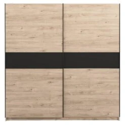 Schuifdeurkast Genua - Eikenkleur/antraciet - 204x200x60 Cm