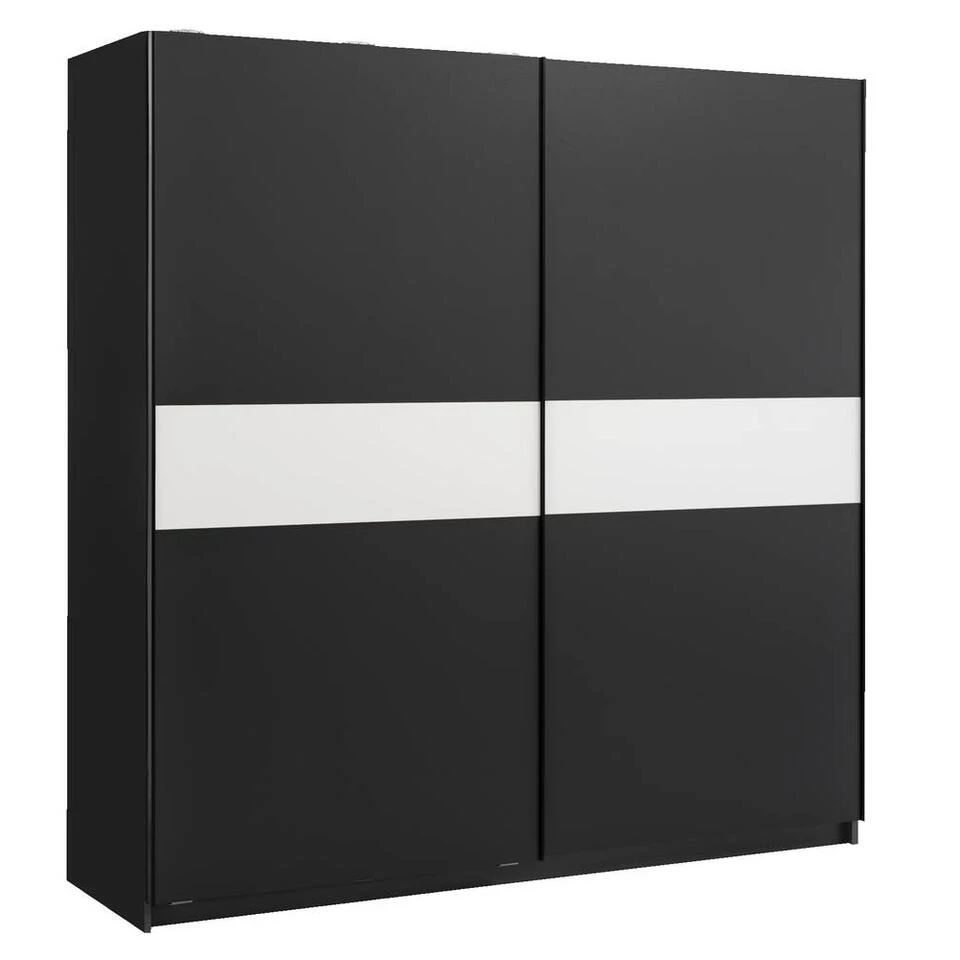 Schuifdeurkast Genua - Antraciet/wit - 204x200x60 Cm 5 Schuifdeurkast Genua - Antraciet/wit - 204x200x60 Cm - Afbeelding 3