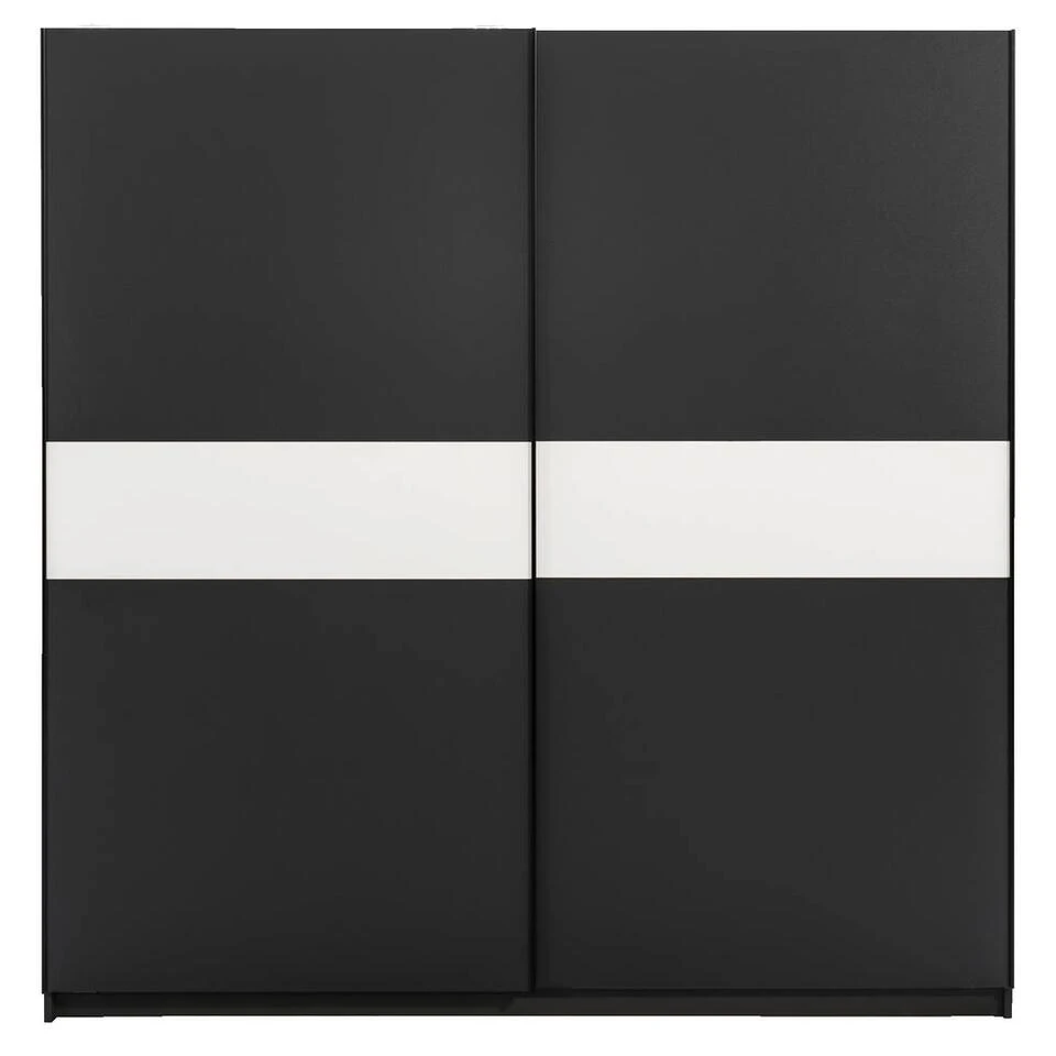 Schuifdeurkast Genua - Antraciet/wit - 204x200x60 Cm 3 Schuifdeurkast Genua - Antraciet/wit - 204x200x60 Cm
