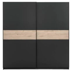 Schuifdeurkast Genua - Antraciet/eikenkleur - 204x200x60 Cm