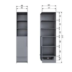 Pure XL By WOOOD Kledingkast Split - Grijs - 215x48x60 Cm -RoomStyle Verkoopwinkel 12406250 9000