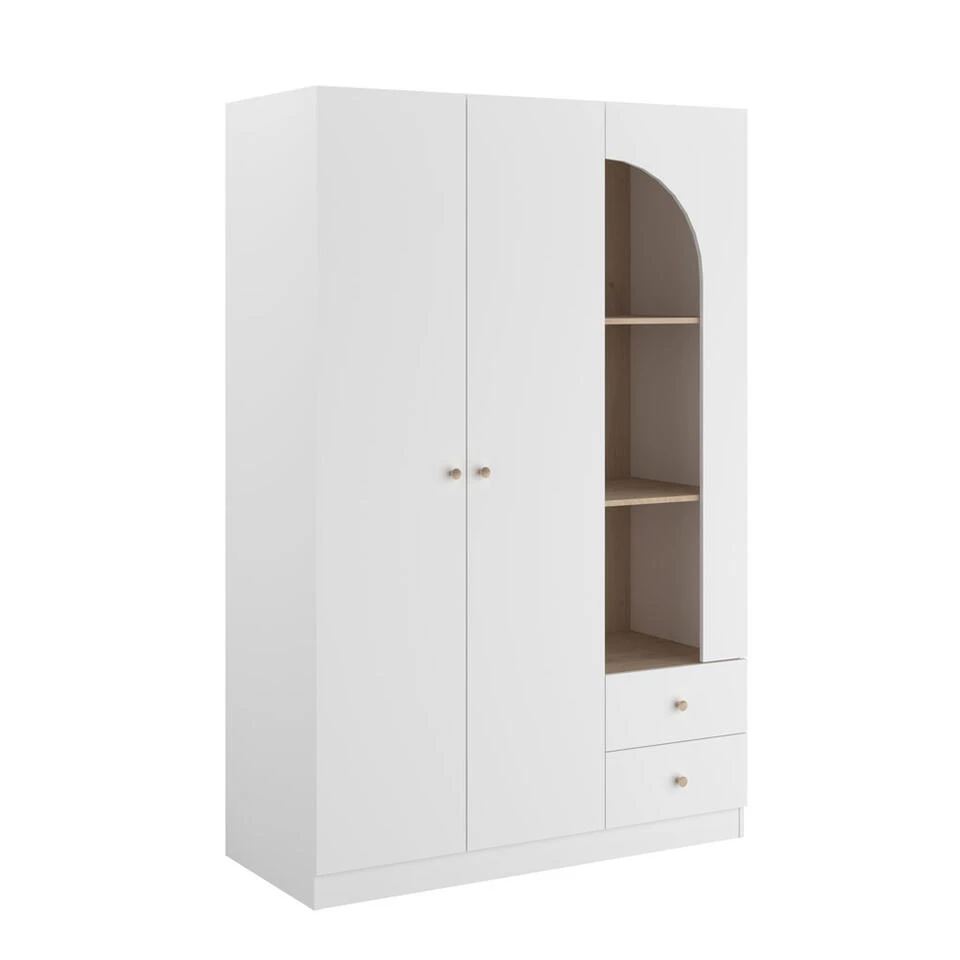 Kledingkast Milou 2-deurs - Wit/eiken - 200x130x56,5 Cm 5 Kledingkast Milou 2-deurs - Wit/eiken - 200x130x56,5 Cm - Afbeelding 3