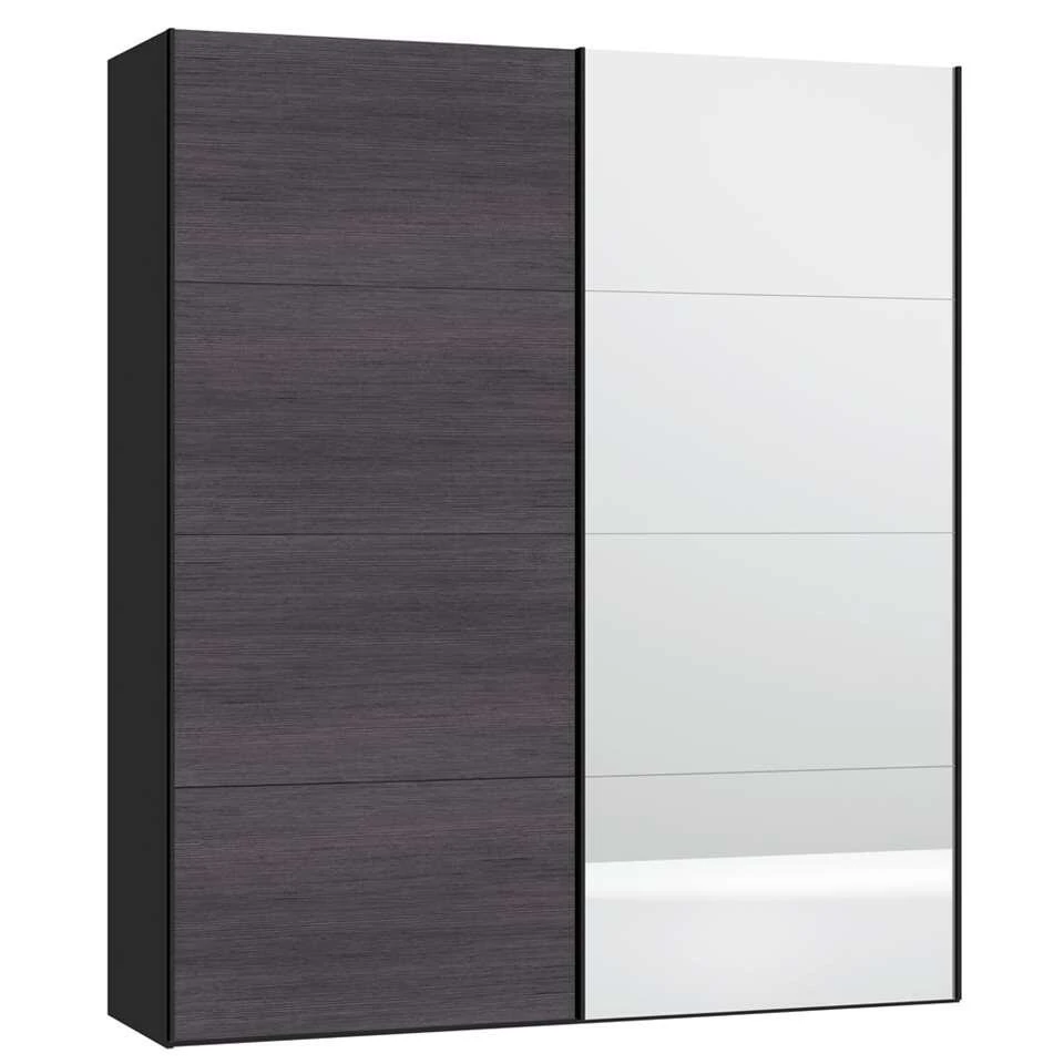 STOCK Schuifdeurkast - Grijs Gestreept/spiegeldeur - 236x203x65 Cm 3 STOCK Schuifdeurkast - Grijs Gestreept/spiegeldeur - 236x203x65 Cm