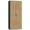 STOCK Kledingkast 2-deurs - Zwart/eikenkleur - 236x101,9x56 Cm -RoomStyle Verkoopwinkel 12950254