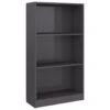 VidaXL Boekenkast 3 Schappen 60x24x109 Cm Bewerkt Hout Hoogglans Grijs -RoomStyle Verkoopwinkel 1306591070