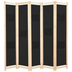 VidaXL Kamerscherm Met 5 Panelen 200x170x4 Cm Stof Zwart