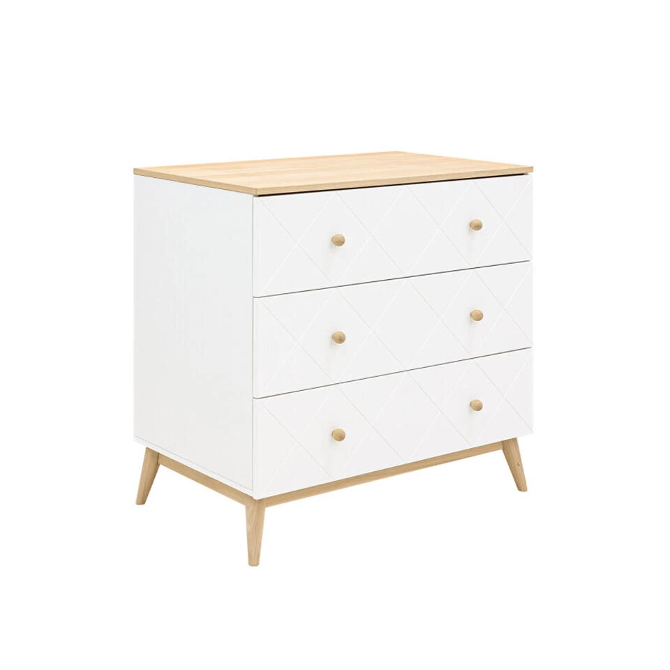 Bopita Paris Commode Met 3 Laden - Wit/Eiken 3 Bopita Paris Commode Met 3 Laden - Wit/Eiken