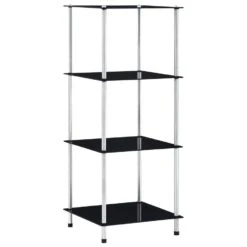 VidaXL Kastje 4-laags 40x40x100 Cm Gehard Glas Zwart