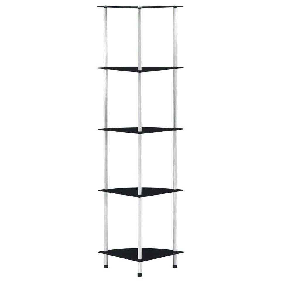 VidaXL Kastje 5-laags 30x30x130 Cm Gehard Glas Zwart 3 VidaXL Kastje 5-laags 30x30x130 Cm Gehard Glas Zwart