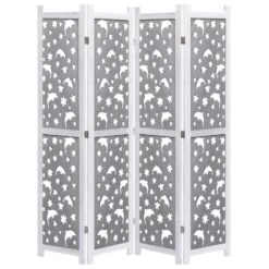 VidaXL Kamerscherm Met 4 Panelen 140x165 Cm Massief Hout Grijs