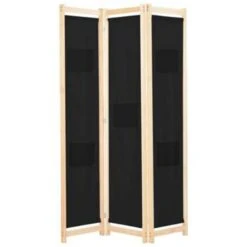 VidaXL Kamerscherm Met 3 Panelen 120x170x4 Cm Stof Zwart