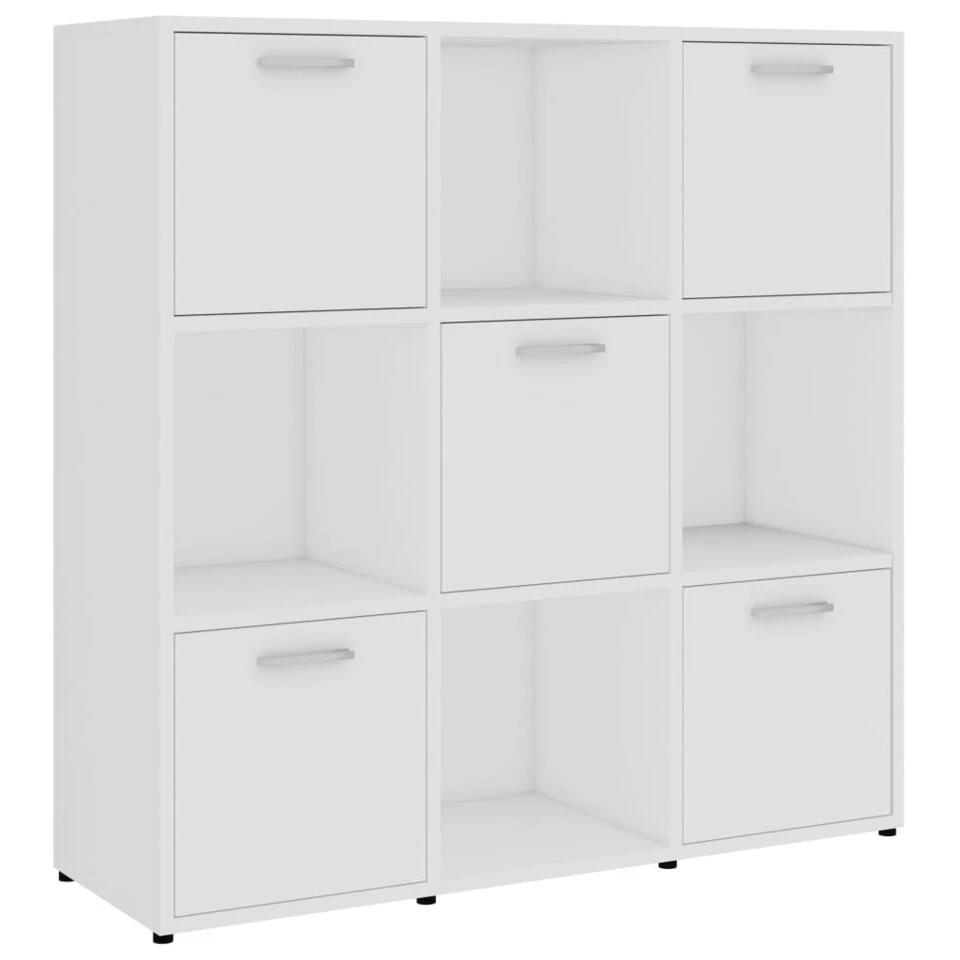 VidaXL Boekenkast 90x30x90 Cm Bewerkt Hout Wit 3 VidaXL Boekenkast 90x30x90 Cm Bewerkt Hout Wit