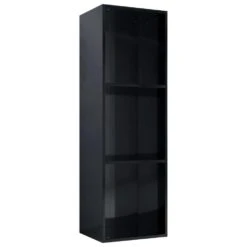 VidaXL Boekenkast/tv-meubel 36x30x114 Cm Bewerkt Hout Hoogglans Zwart
