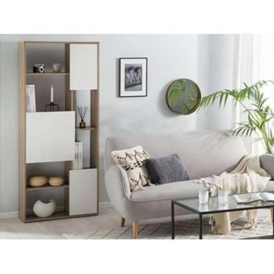 Beliani Boekenkast GRADA - Donkere Houtkleur Mdf 4 Beliani Boekenkast GRADA - Donkere Houtkleur Mdf - Afbeelding 2