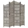 VidaXL Kamerscherm 4 Panelen Handgesneden 160x165 Cm Mangohout Grijs -RoomStyle Verkoopwinkel 1798597834