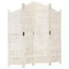 VidaXL Kamerscherm Met 4 Panelen Handgesneden 160x165 Cm Mangohout Wit -RoomStyle Verkoopwinkel 1824494616