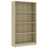 VidaXL Boekenkast Met 4 Schappen 80x24x142 Cm Bewerkt Hout Sonoma Eik -RoomStyle Verkoopwinkel 1854886844