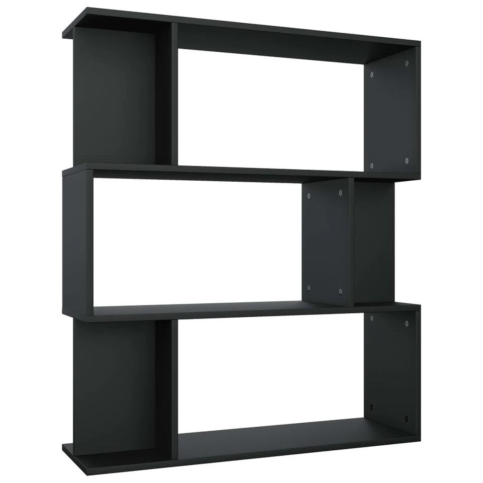 VidaXL Boekenkast/kamerscherm 80x24x96 Cm Bewerkt Hout Zwart 3 VidaXL Boekenkast/kamerscherm 80x24x96 Cm Bewerkt Hout Zwart