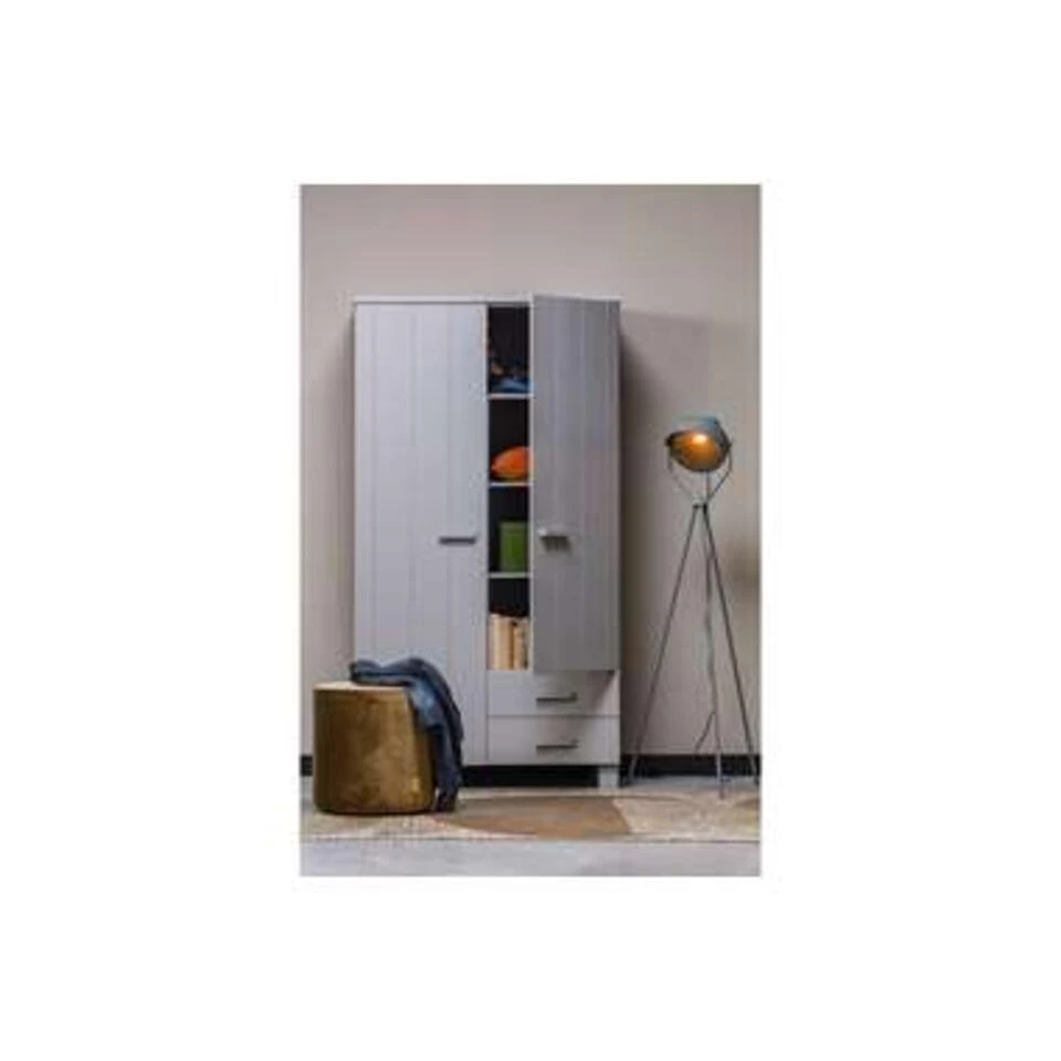 WOOOD Dennis Kast Met Laden - Grenen - Betongrijs - 202x111x55 5 WOOOD Dennis Kast Met Laden - Grenen - Betongrijs - 202x111x55 - Afbeelding 3