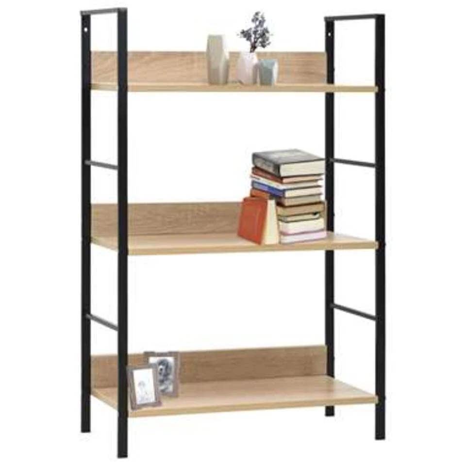 VidaXL Boekenkast Met 3 Schappen 60x27,6x90,5 Cm Spaanplaat Eikenkleur 4 VidaXL Boekenkast Met 3 Schappen 60x27,6x90,5 Cm Spaanplaat Eikenkleur - Afbeelding 2