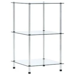 VidaXL Kastje 3-laags 40x40x67 Cm Gehard Glas Transparant