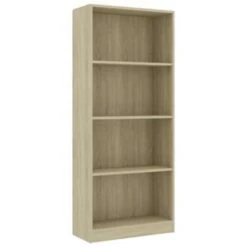 Voorkant 37 VidaXL Boekenkast Met 4 Schappen 60x24x142 Cm Bewerkt Hout Sonoma Eik