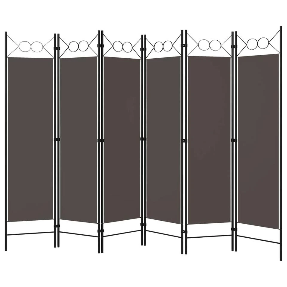 VidaXL Kamerscherm Met 6 Panelen 240x180 Cm Antraciet 4 VidaXL Kamerscherm Met 6 Panelen 240x180 Cm Antraciet - Afbeelding 2