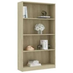 VidaXL Boekenkast Met 4 Schappen 80x24x142 Cm Bewerkt Hout Sonoma Eik 8 VidaXL Boekenkast Met 4 Schappen 80x24x142 Cm Bewerkt Hout Sonoma Eik -RoomStyle Verkoopwinkel 36908e63b973437a81c100193a3cc7ac