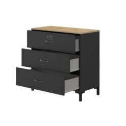 Diagone Ladekast Manchester - 3 Laden - 82cm Hoog - Zwart/eikenkleur -RoomStyle Verkoopwinkel 41218511a6a9475eaec7c42fb95e12bf