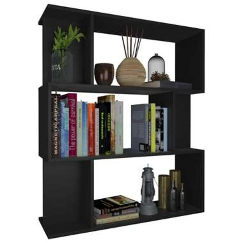 VidaXL Boekenkast/kamerscherm 80x24x96 Cm Bewerkt Hout Zwart 5 VidaXL Boekenkast/kamerscherm 80x24x96 Cm Bewerkt Hout Zwart - Afbeelding 3